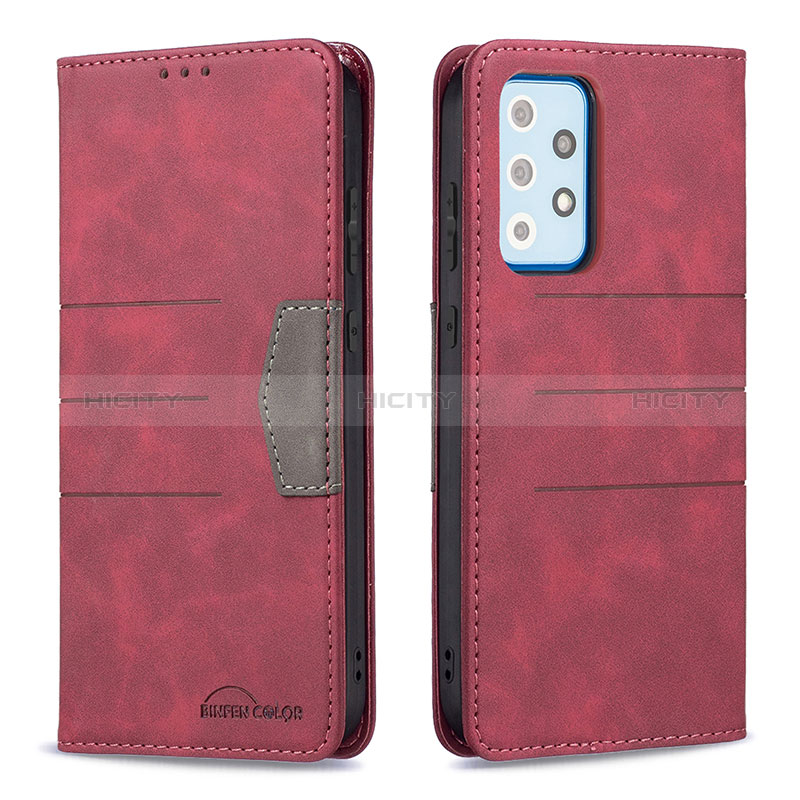 Coque Portefeuille Livre Cuir Etui Clapet B01F pour Samsung Galaxy A52s 5G Rouge Plus