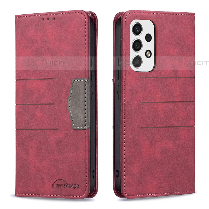 Coque Portefeuille Livre Cuir Etui Clapet B01F pour Samsung Galaxy A53 5G Rouge Plus