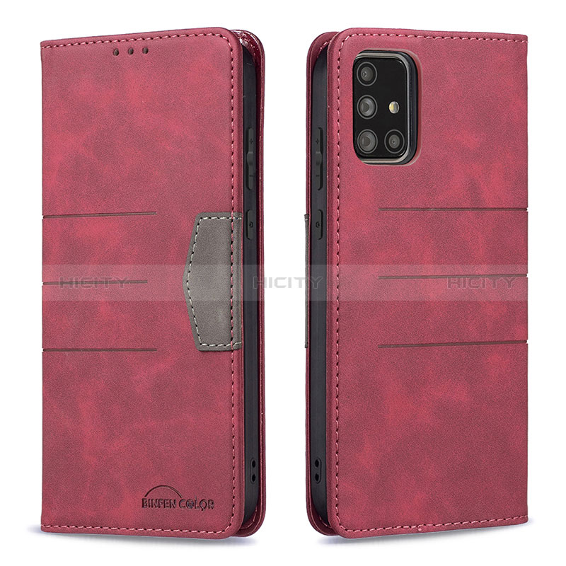 Coque Portefeuille Livre Cuir Etui Clapet B01F pour Samsung Galaxy A71 4G A715 Rouge Plus