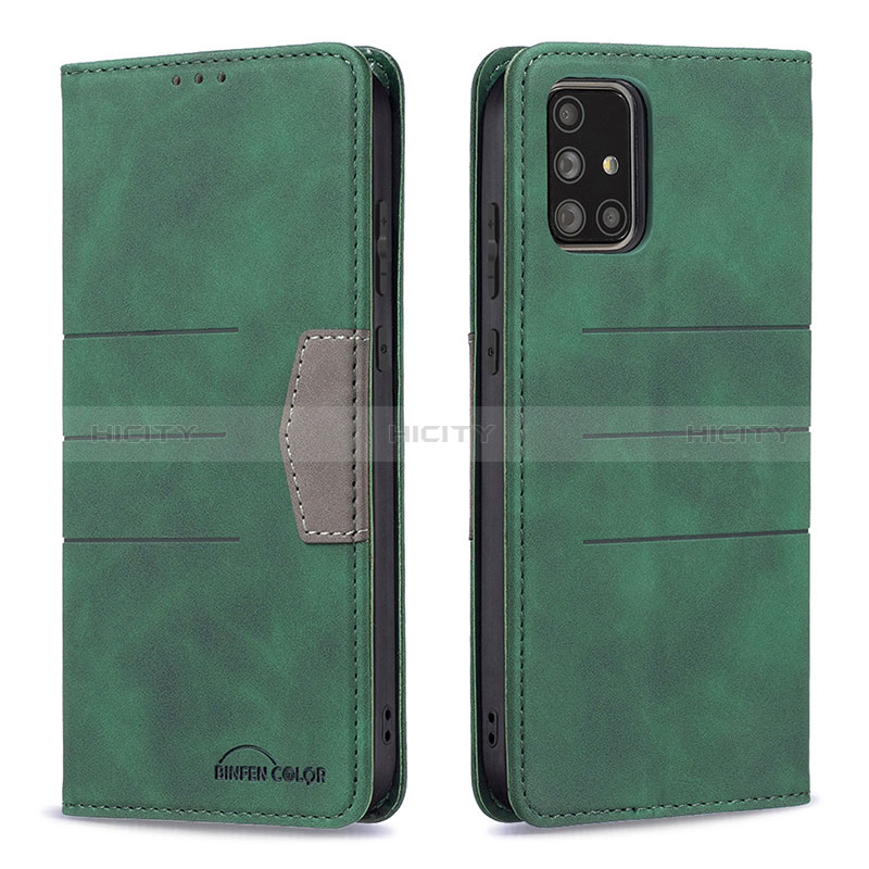 Coque Portefeuille Livre Cuir Etui Clapet B01F pour Samsung Galaxy A71 4G A715 Vert Plus