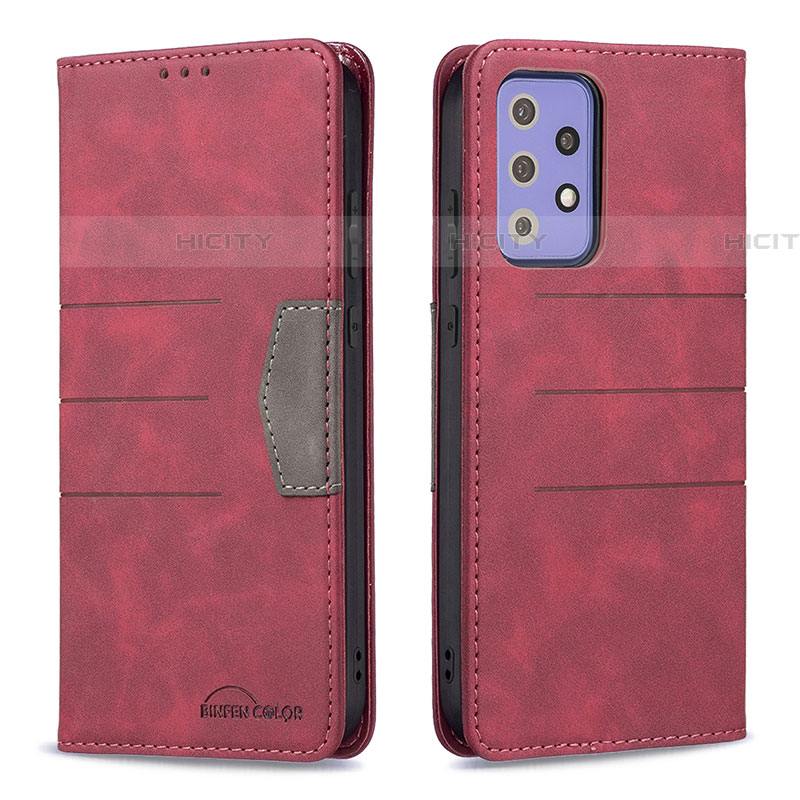 Coque Portefeuille Livre Cuir Etui Clapet B01F pour Samsung Galaxy A72 4G Rouge Plus