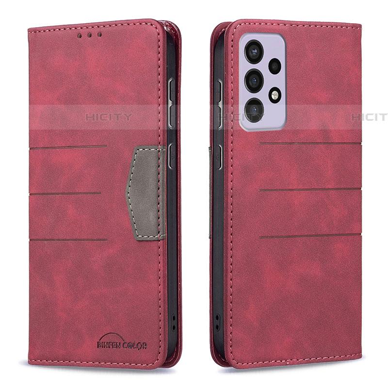 Coque Portefeuille Livre Cuir Etui Clapet B01F pour Samsung Galaxy A73 5G Rouge Plus