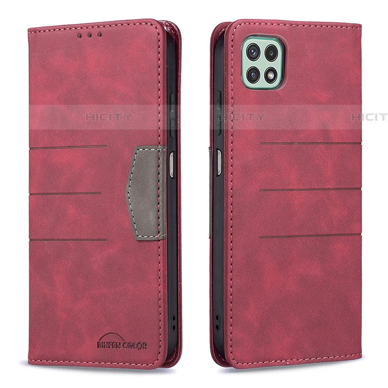 Coque Portefeuille Livre Cuir Etui Clapet B01F pour Samsung Galaxy F42 5G Rouge Plus