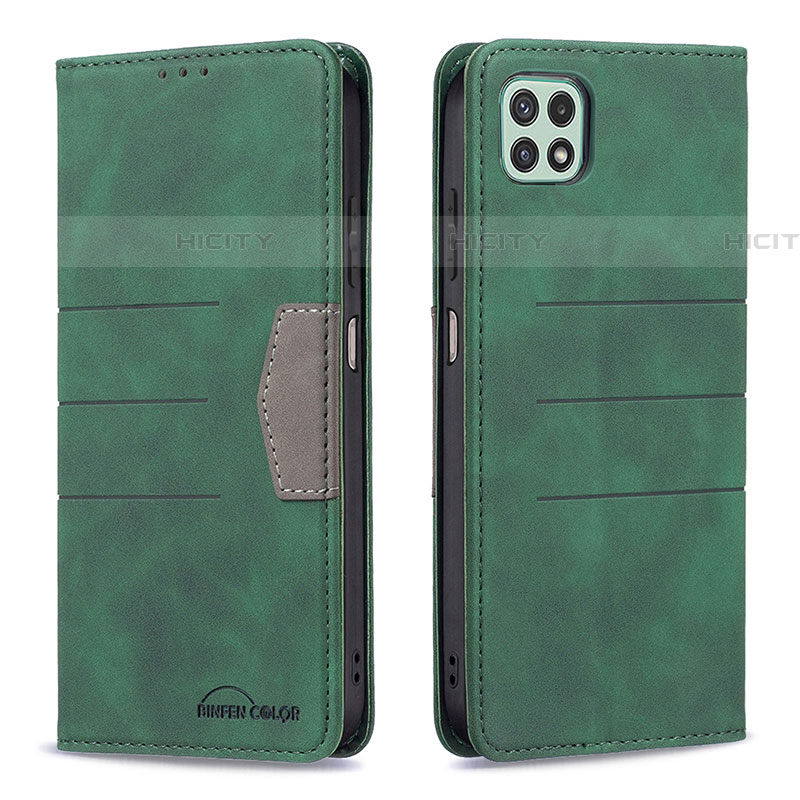 Coque Portefeuille Livre Cuir Etui Clapet B01F pour Samsung Galaxy F42 5G Vert Plus