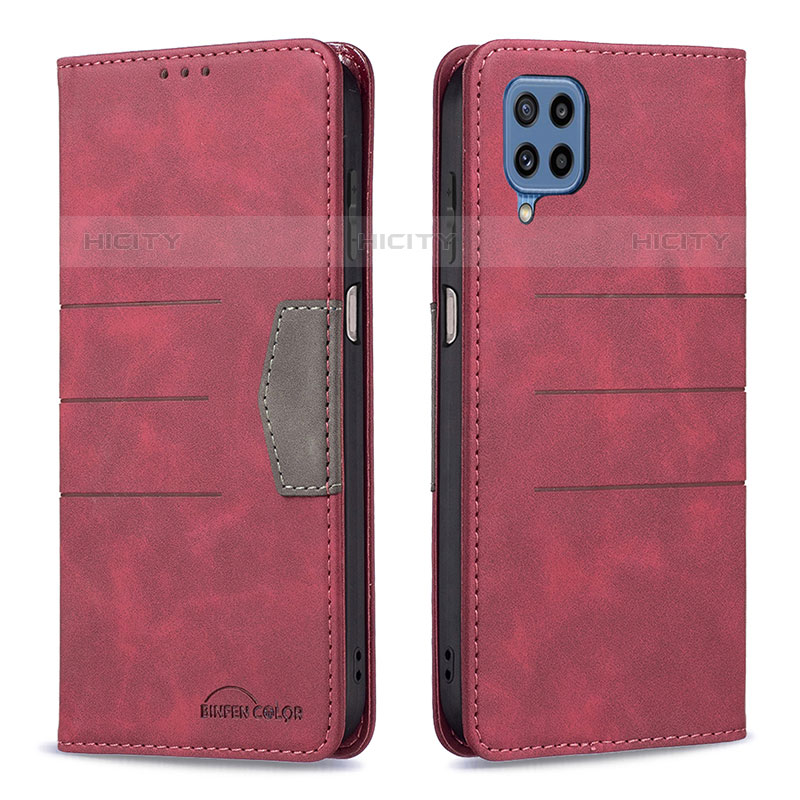 Coque Portefeuille Livre Cuir Etui Clapet B01F pour Samsung Galaxy M32 4G Rouge Plus