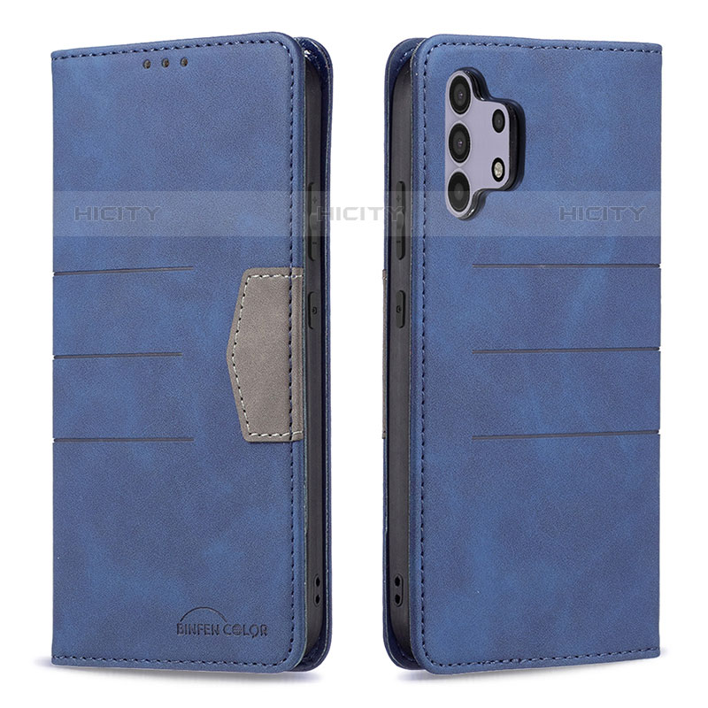 Coque Portefeuille Livre Cuir Etui Clapet B01F pour Samsung Galaxy M32 5G Bleu Plus