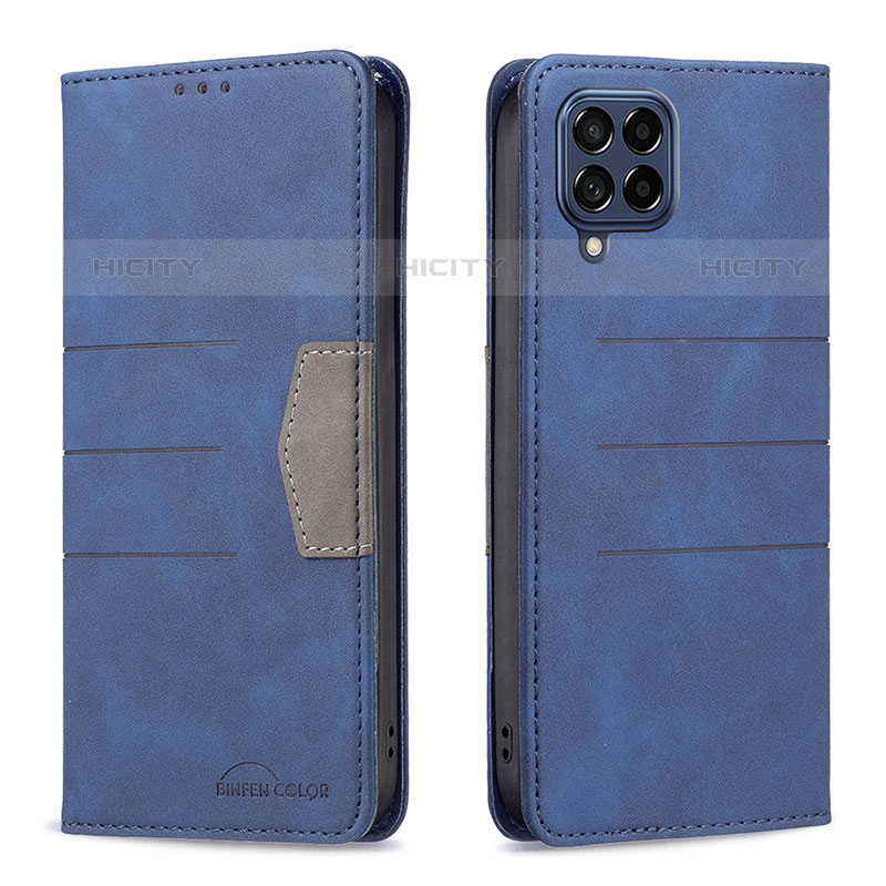 Coque Portefeuille Livre Cuir Etui Clapet B01F pour Samsung Galaxy M53 5G Bleu Plus