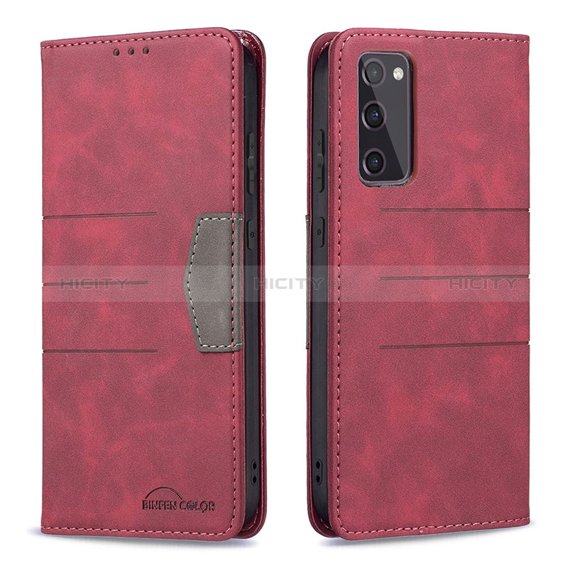 Coque Portefeuille Livre Cuir Etui Clapet B01F pour Samsung Galaxy S20 FE (2022) 5G Rouge Plus