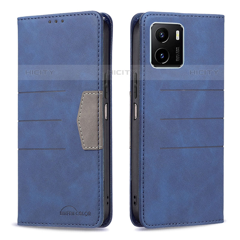 Coque Portefeuille Livre Cuir Etui Clapet B01F pour Vivo iQOO U5x Bleu Plus