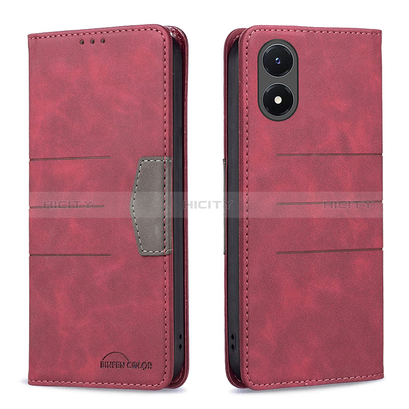 Coque Portefeuille Livre Cuir Etui Clapet B01F pour Vivo Y02S Rouge Plus