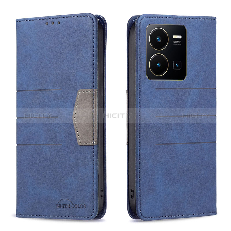 Coque Portefeuille Livre Cuir Etui Clapet B01F pour Vivo Y35 4G Bleu Plus