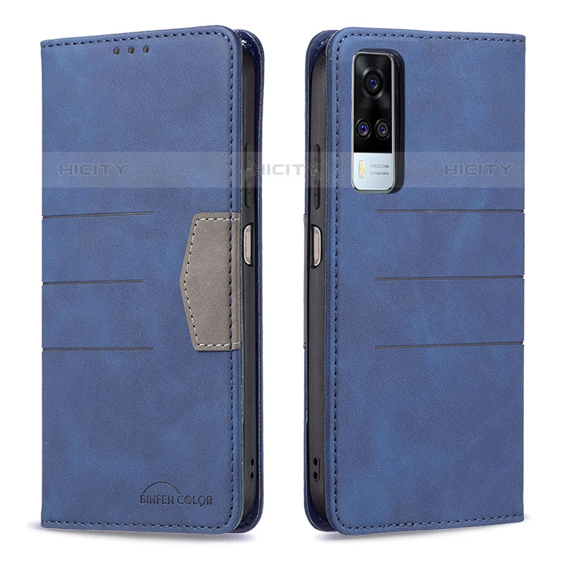 Coque Portefeuille Livre Cuir Etui Clapet B01F pour Vivo Y51A Bleu Plus