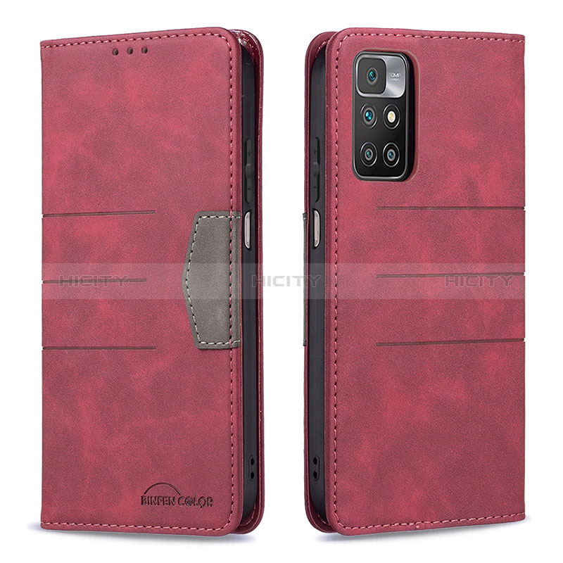 Coque Portefeuille Livre Cuir Etui Clapet B01F pour Xiaomi Redmi 10 (2022) Rouge Plus