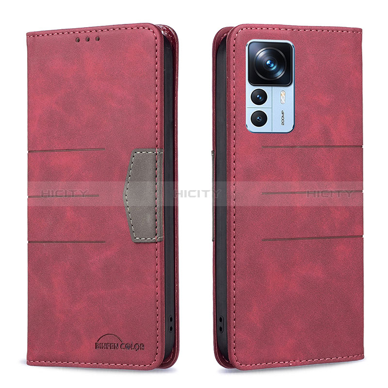 Coque Portefeuille Livre Cuir Etui Clapet B01F pour Xiaomi Redmi K50 Ultra 5G Rouge Plus