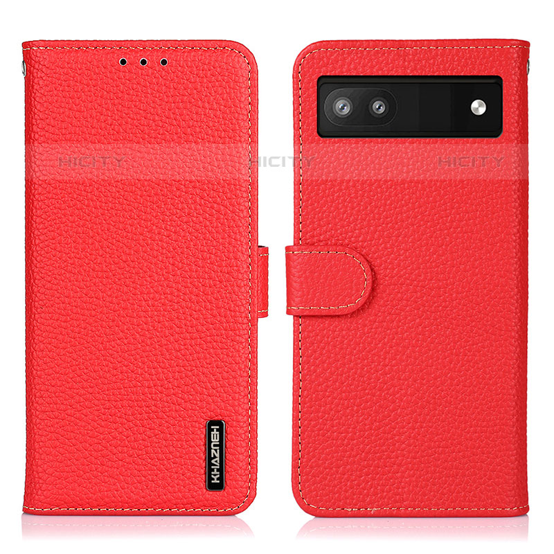 Coque Portefeuille Livre Cuir Etui Clapet B01H pour Google Pixel 6a 5G Rouge Plus