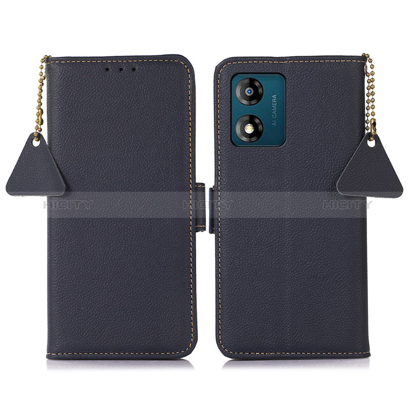 Coque Portefeuille Livre Cuir Etui Clapet B01H pour Motorola Moto E13 Bleu Plus