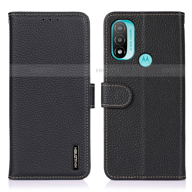 Coque Portefeuille Livre Cuir Etui Clapet B01H pour Motorola Moto E20 Noir Plus