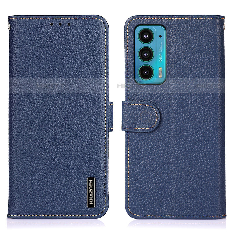 Coque Portefeuille Livre Cuir Etui Clapet B01H pour Motorola Moto Edge 20 5G Bleu Plus