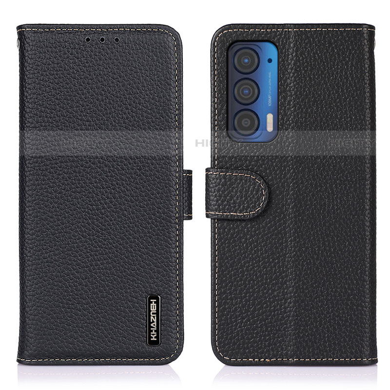 Coque Portefeuille Livre Cuir Etui Clapet B01H pour Motorola Moto Edge (2021) 5G Noir Plus