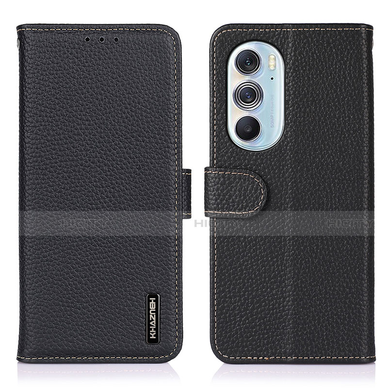 Coque Portefeuille Livre Cuir Etui Clapet B01H pour Motorola Moto Edge 30 Pro 5G Noir Plus