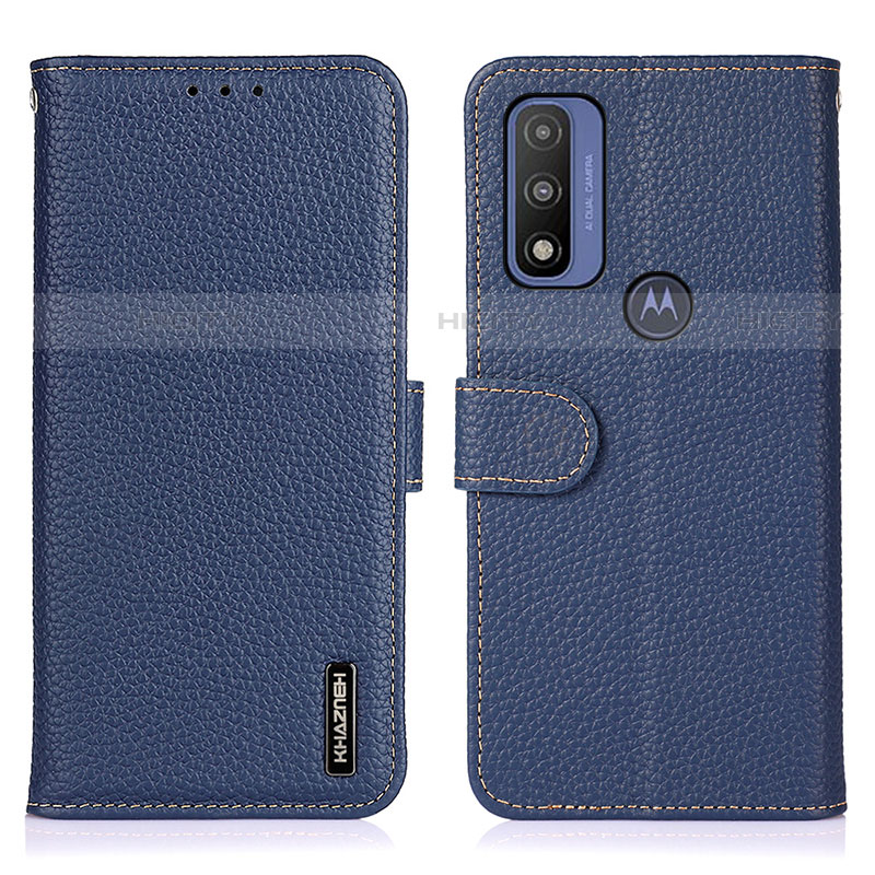 Coque Portefeuille Livre Cuir Etui Clapet B01H pour Motorola Moto G Pure Bleu Plus