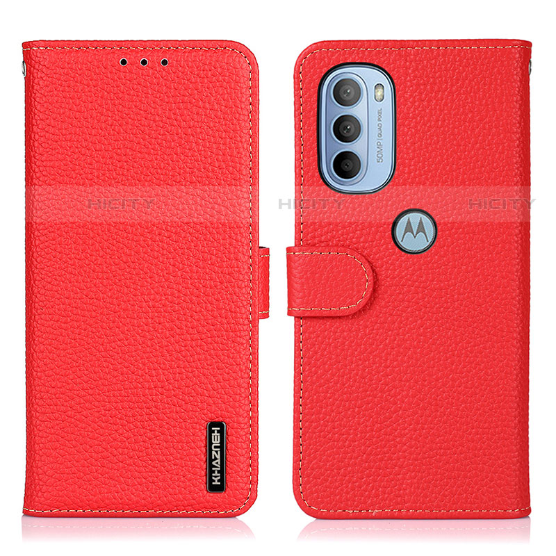 Coque Portefeuille Livre Cuir Etui Clapet B01H pour Motorola Moto G31 Rouge Plus