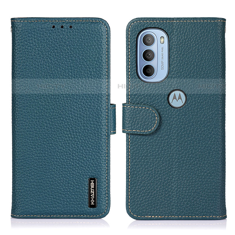 Coque Portefeuille Livre Cuir Etui Clapet B01H pour Motorola Moto G31 Vert Plus