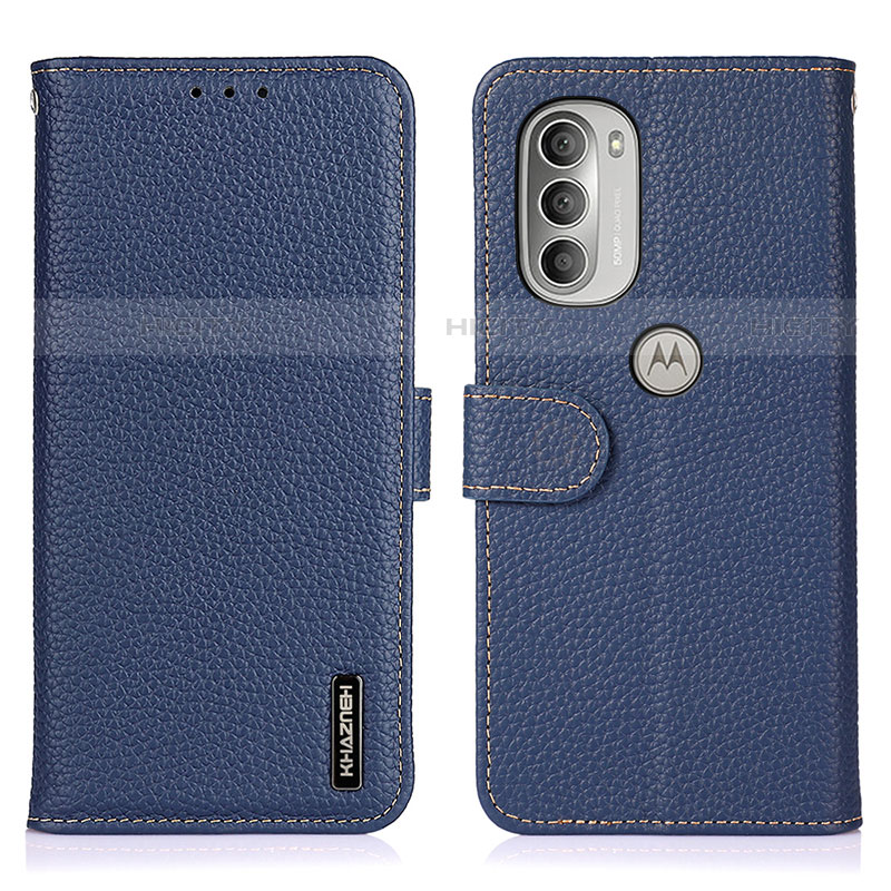 Coque Portefeuille Livre Cuir Etui Clapet B01H pour Motorola Moto G51 5G Bleu Plus