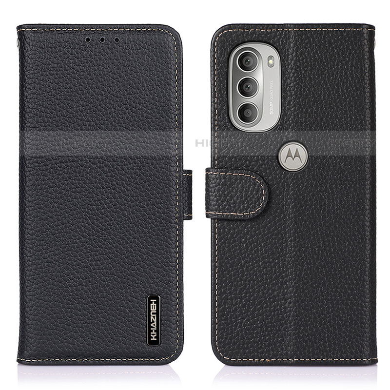 Coque Portefeuille Livre Cuir Etui Clapet B01H pour Motorola Moto G51 5G Noir Plus