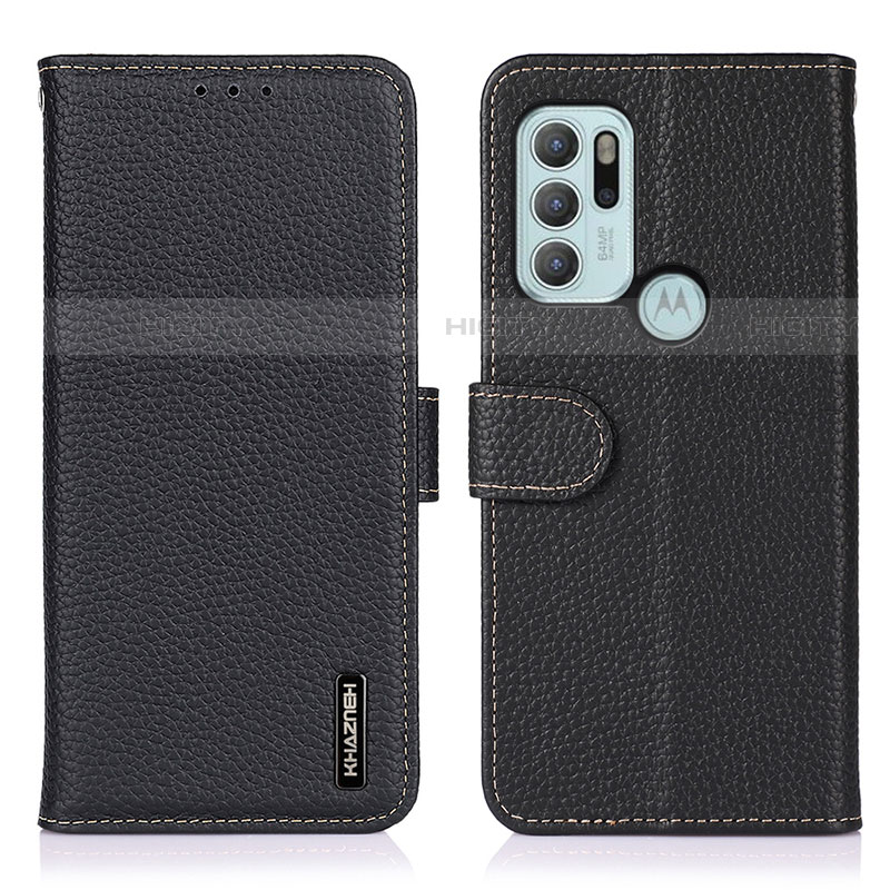 Coque Portefeuille Livre Cuir Etui Clapet B01H pour Motorola Moto G60s Noir Plus