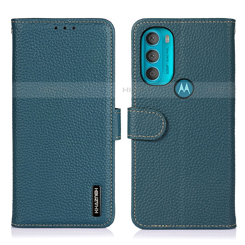 Coque Portefeuille Livre Cuir Etui Clapet B01H pour Motorola Moto G71 5G Vert Plus