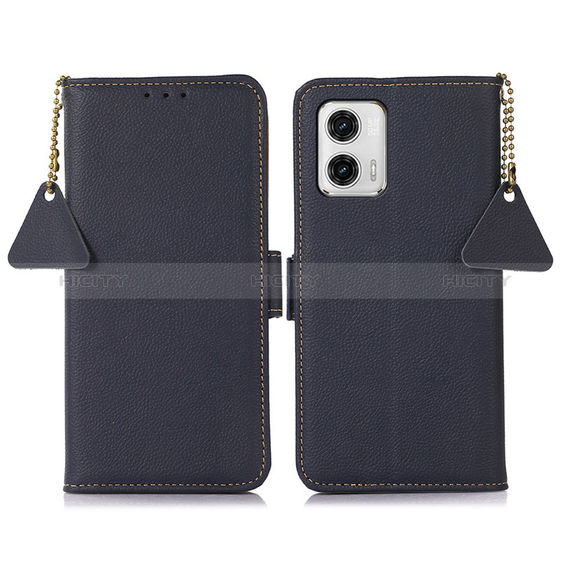 Coque Portefeuille Livre Cuir Etui Clapet B01H pour Motorola Moto G73 5G Bleu Plus