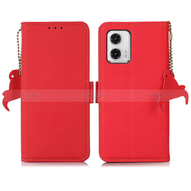 Coque Portefeuille Livre Cuir Etui Clapet B01H pour Motorola Moto G73 5G Rouge Plus