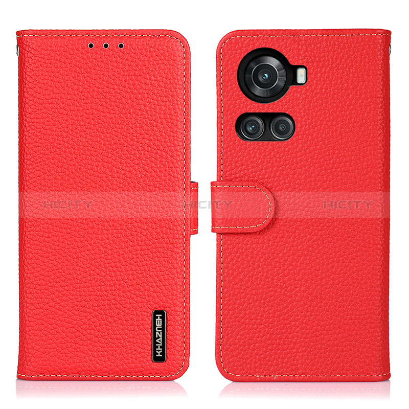 Coque Portefeuille Livre Cuir Etui Clapet B01H pour OnePlus 10R 5G Rouge Plus