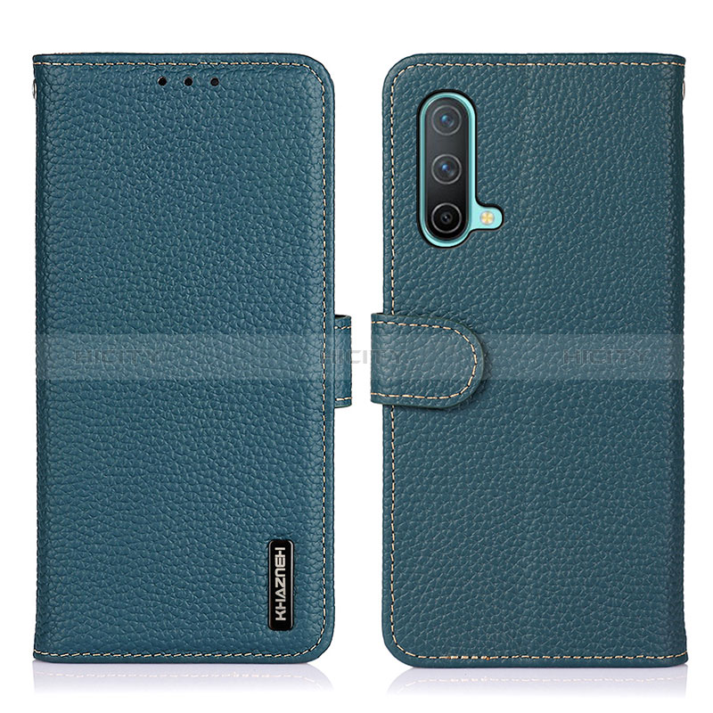 Coque Portefeuille Livre Cuir Etui Clapet B01H pour OnePlus Nord CE 5G Vert Plus