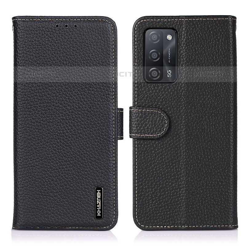 Coque Portefeuille Livre Cuir Etui Clapet B01H pour Oppo A53s 5G Noir Plus