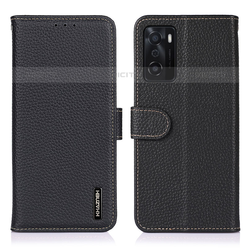 Coque Portefeuille Livre Cuir Etui Clapet B01H pour Oppo A55S 5G Noir Plus