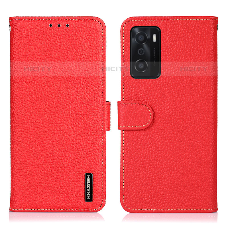 Coque Portefeuille Livre Cuir Etui Clapet B01H pour Oppo A55S 5G Rouge Plus