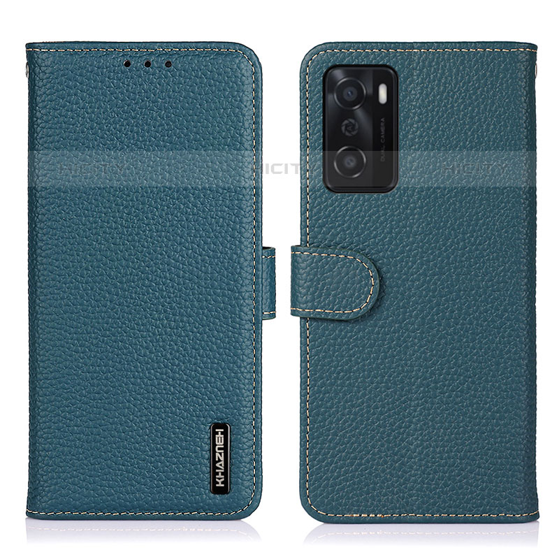 Coque Portefeuille Livre Cuir Etui Clapet B01H pour Oppo A55S 5G Vert Plus