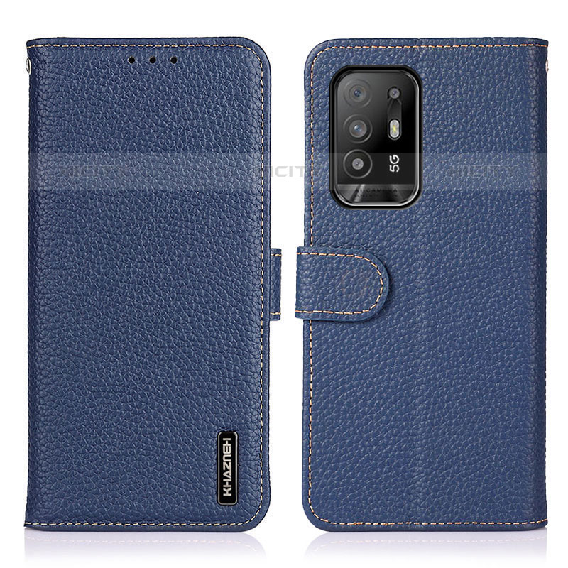 Coque Portefeuille Livre Cuir Etui Clapet B01H pour Oppo F19 Pro+ Plus 5G Bleu Plus