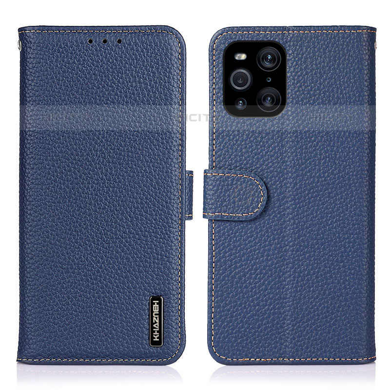 Coque Portefeuille Livre Cuir Etui Clapet B01H pour Oppo Find X3 Pro 5G Bleu Plus