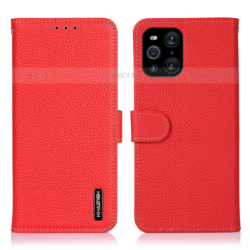 Coque Portefeuille Livre Cuir Etui Clapet B01H pour Oppo Find X3 Pro 5G Rouge Plus