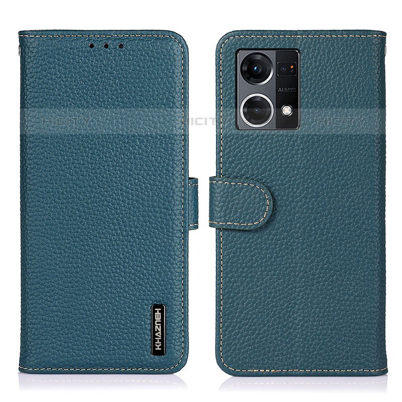 Coque Portefeuille Livre Cuir Etui Clapet B01H pour Oppo Reno7 4G Vert Plus