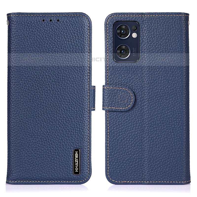 Coque Portefeuille Livre Cuir Etui Clapet B01H pour Oppo Reno7 5G Bleu Plus