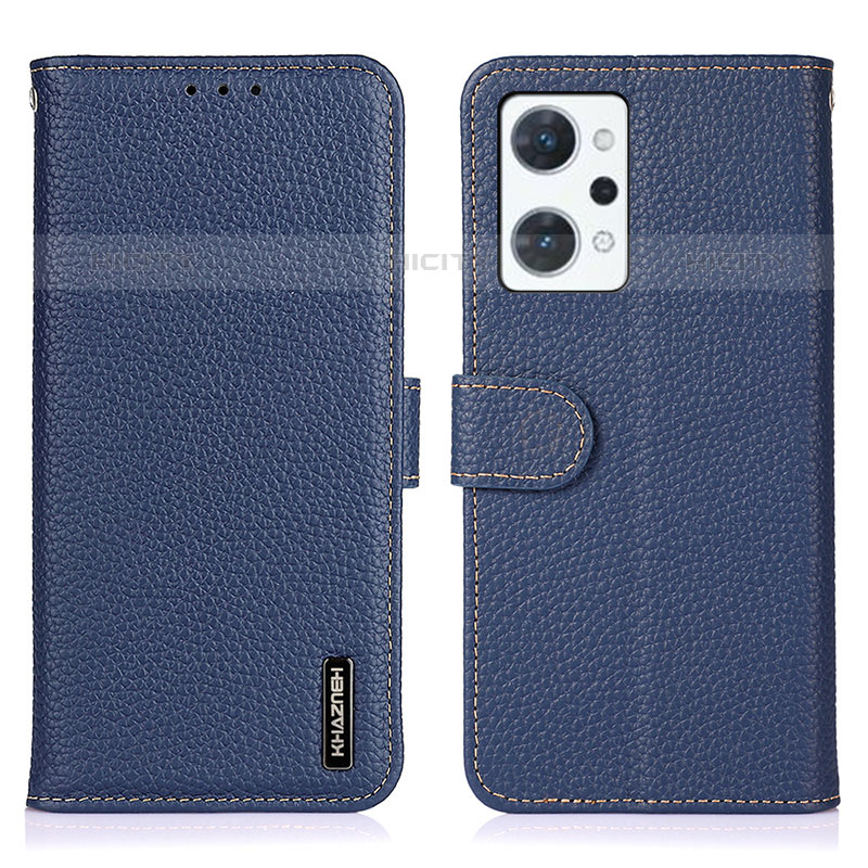 Coque Portefeuille Livre Cuir Etui Clapet B01H pour Oppo Reno7 A Bleu Plus