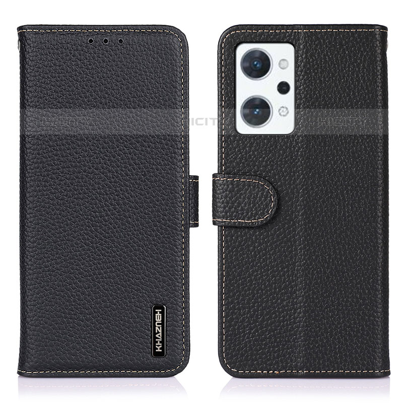 Coque Portefeuille Livre Cuir Etui Clapet B01H pour Oppo Reno7 A Noir Plus