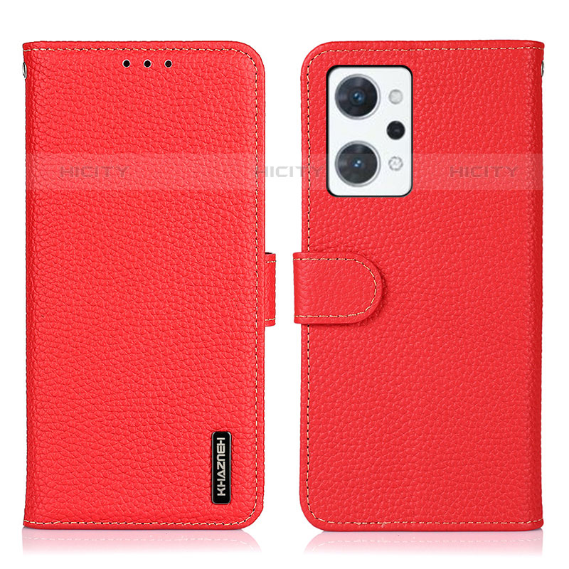 Coque Portefeuille Livre Cuir Etui Clapet B01H pour Oppo Reno7 A Rouge Plus