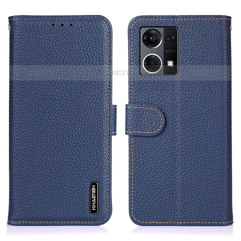 Coque Portefeuille Livre Cuir Etui Clapet B01H pour Oppo Reno8 4G Bleu Plus