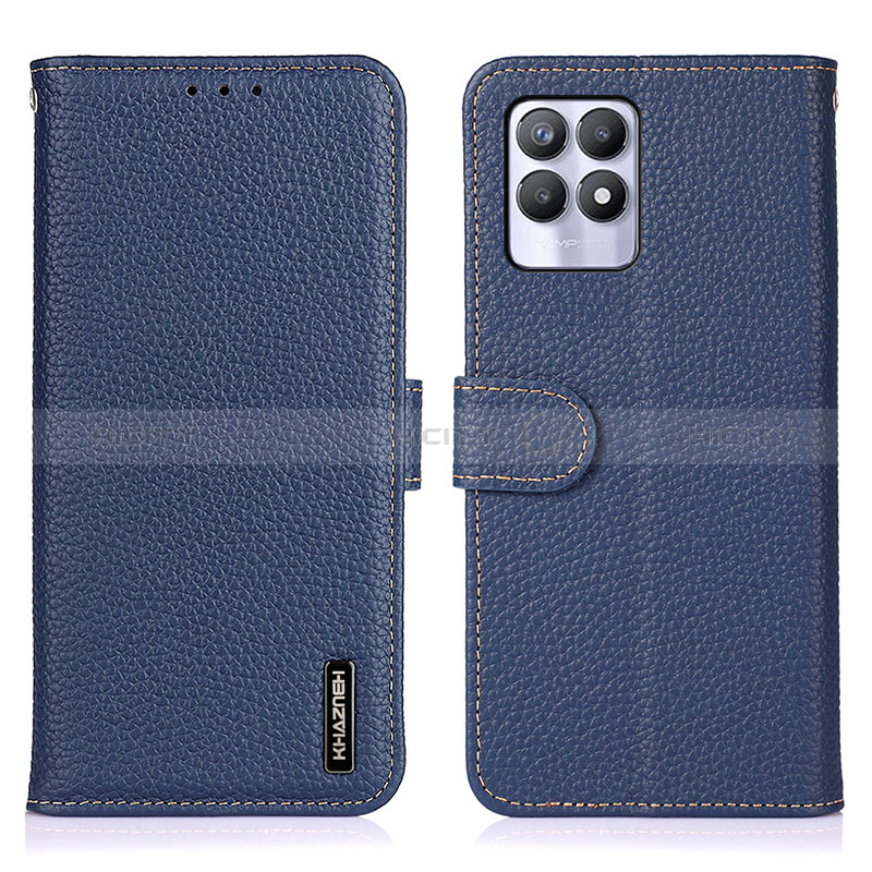 Coque Portefeuille Livre Cuir Etui Clapet B01H pour Realme 8i Bleu Plus