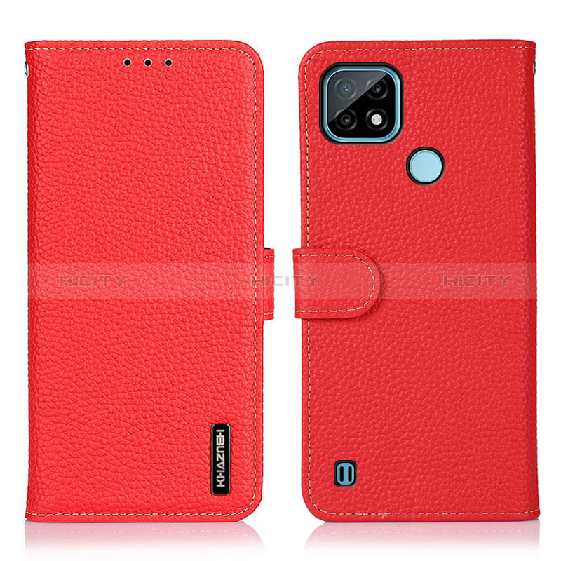 Coque Portefeuille Livre Cuir Etui Clapet B01H pour Realme C21 Rouge Plus